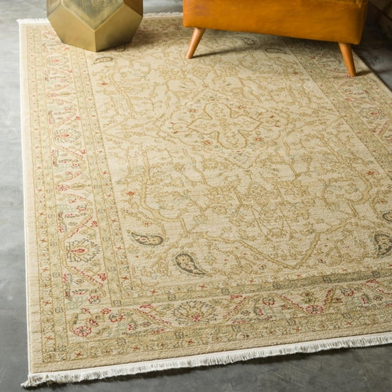Unique Loom Edinburgh Collection Area Rug - Daisy (5' 1" x 8' Rectangle Cream/Beige)