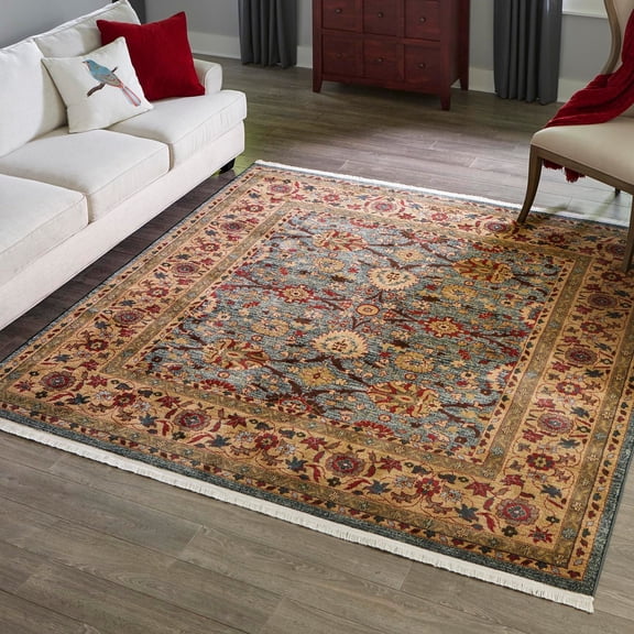 Unique Loom Edinburgh Collection Area Rug - Monroe (8' Square Blue/Brown)