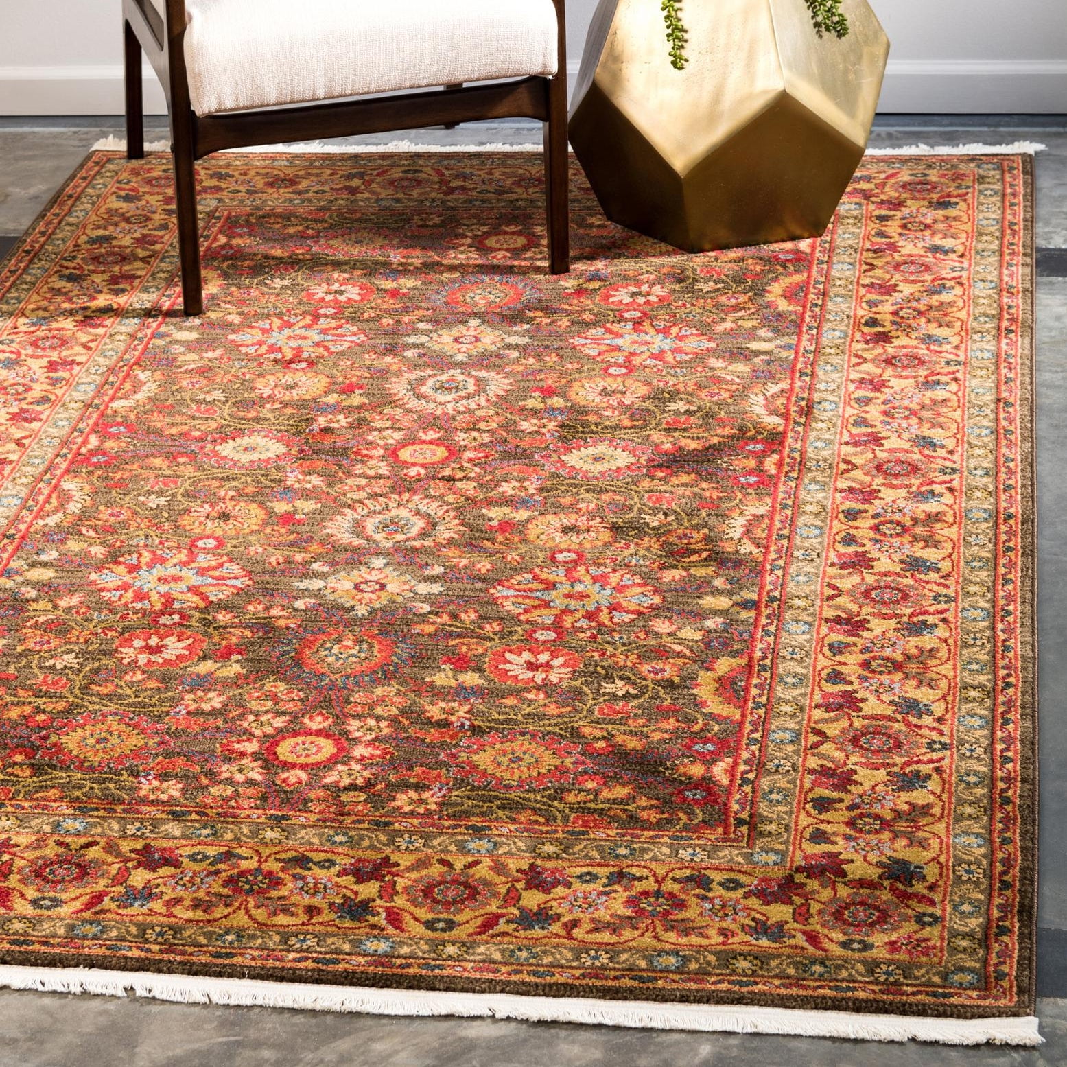 Edinburgh Monroe Red and Brown Floral 8' x 11' Area Rug