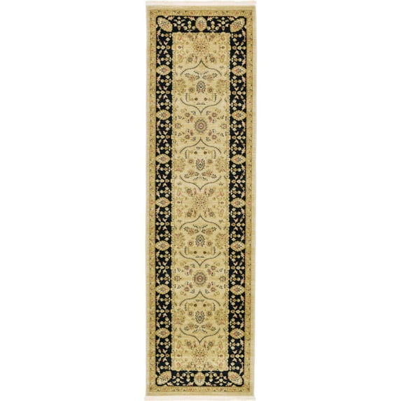 Unique Loom Edinburgh Collection Area Rug - Tansy (2' 7" x 10' Runner Beige/Black)