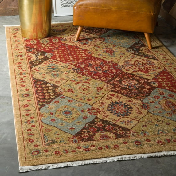 Unique Loom Edinburgh Collection Area Rug - Tulip (10' 6" x 16' 5" Rectangle Tan/Red)