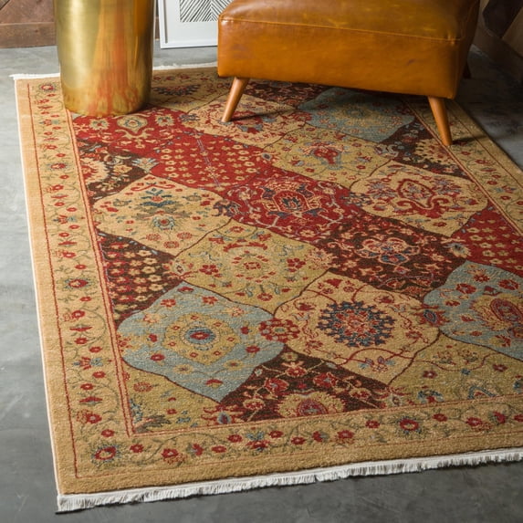 Unique Loom Edinburgh Collection Area Rug - Tulip (3' 3" x 5' 3" Rectangle Tan/Red)