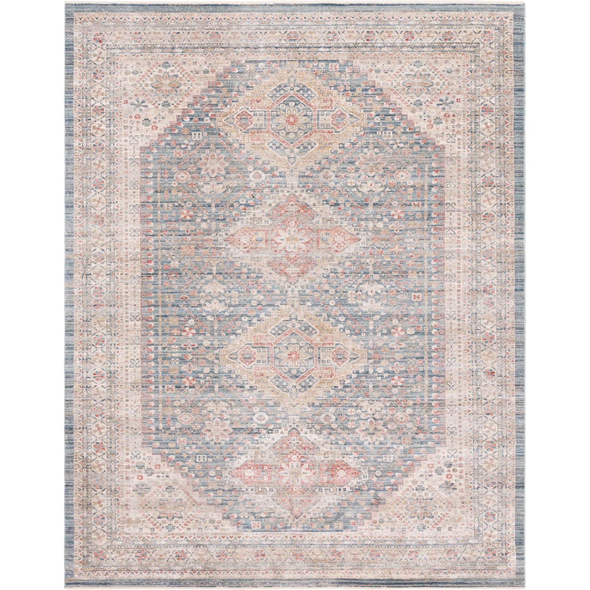 Unique Loom Elizabeth Noble Rug Blue/Beige 10' x 13' 5" Rectangle Medallion Country Perfect For
