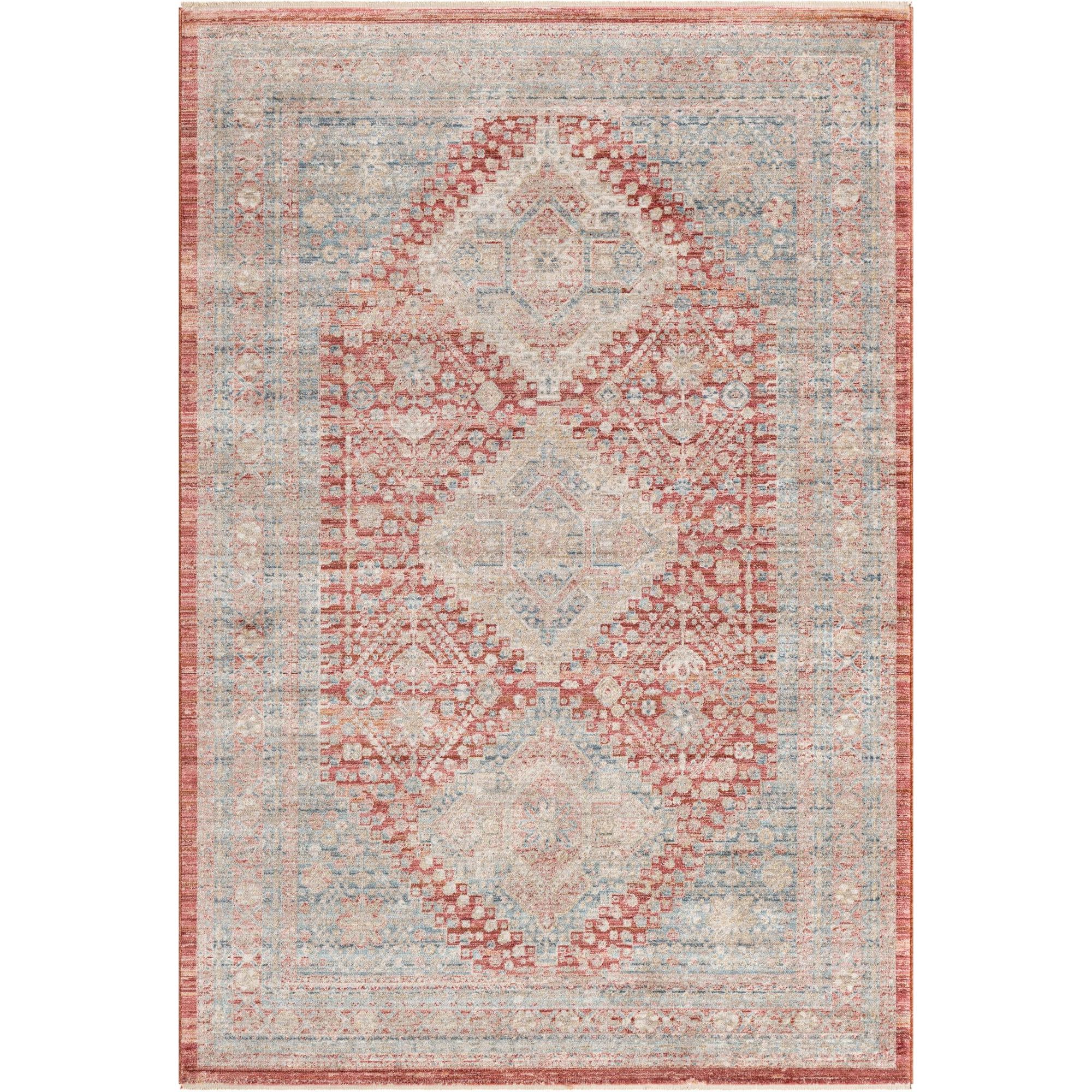 Unique Loom Elizabeth Noble Rug Red/Blue 5' 1" x 7' 10" Rectangle Medallion Country Perfect For
