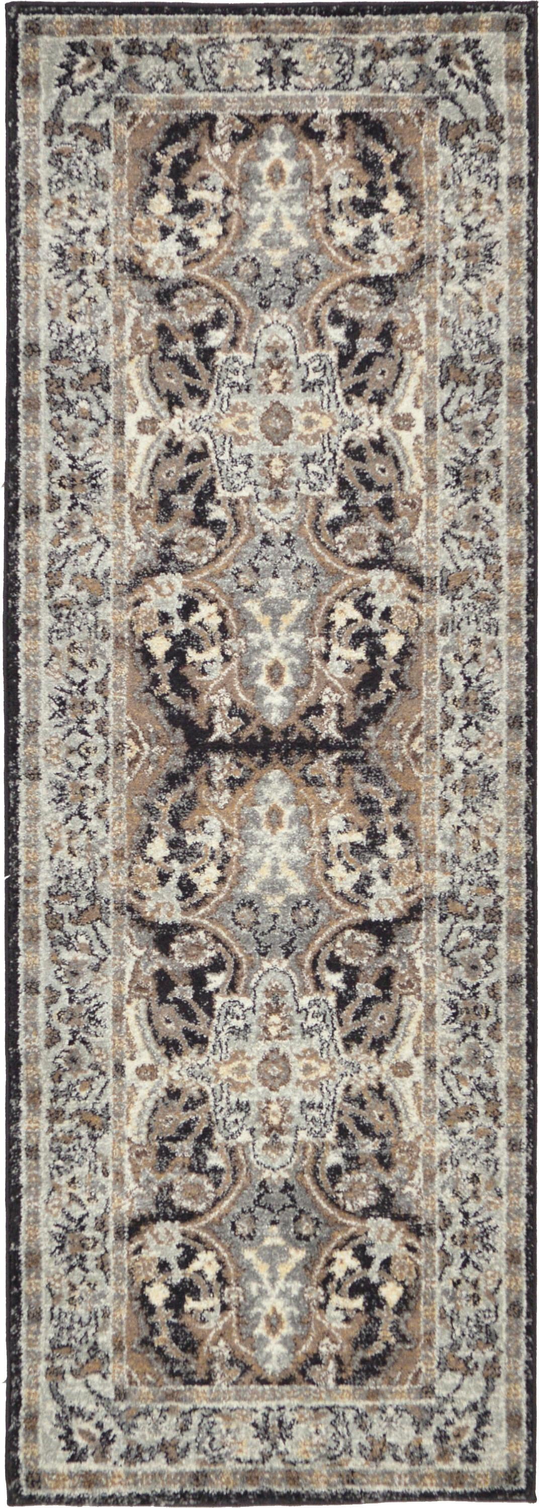 Unique Loom Elizabeth Tradition Rug Charcoal/Black 2' 2" x 6' Runner Border Traditional Perfect
