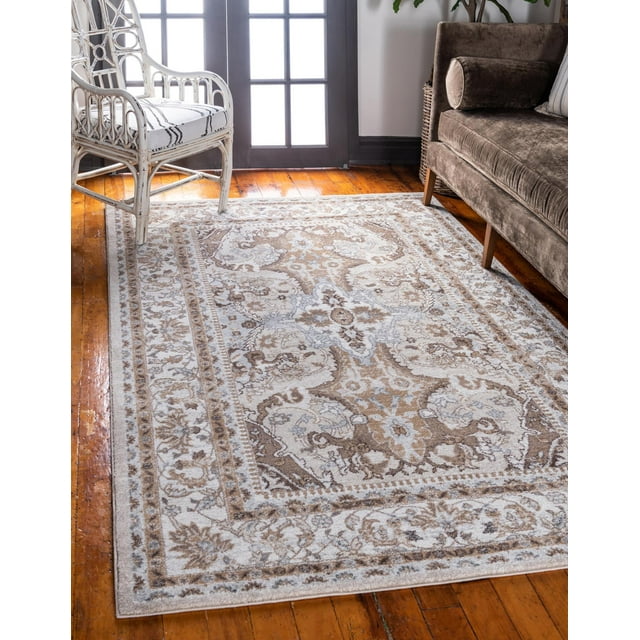 Unique Loom Elizabeth Tradition Rug Cream/Gray 9' x 12' 2" Border Traditional Perfect For Living Room Bed Room Dining Room Office