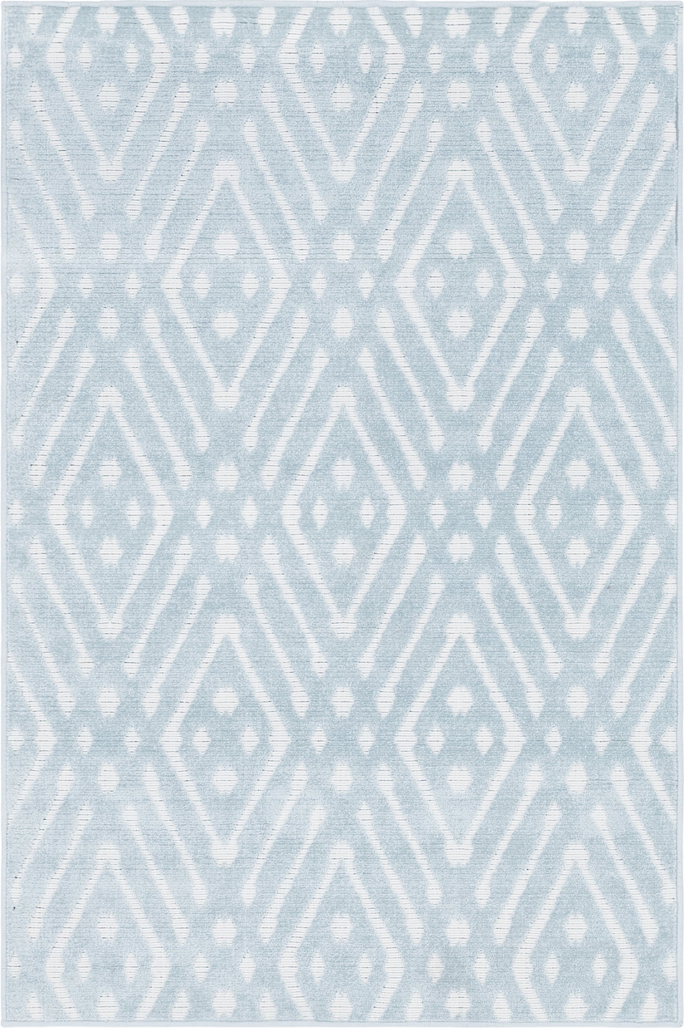 Light Blue Geometric 4' x 6' Synthetic Outdoor Area Rug
