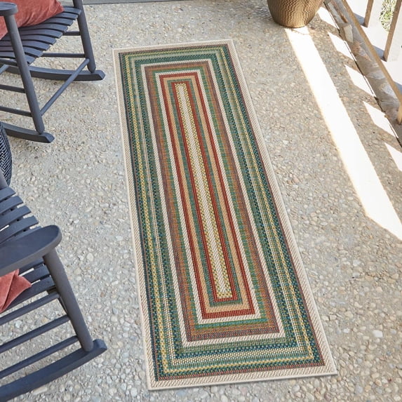 Unique Loom Baja Outdoor Collection Area Rug - Ensenada (2' x 5' 1" Runner Multi/Brown)