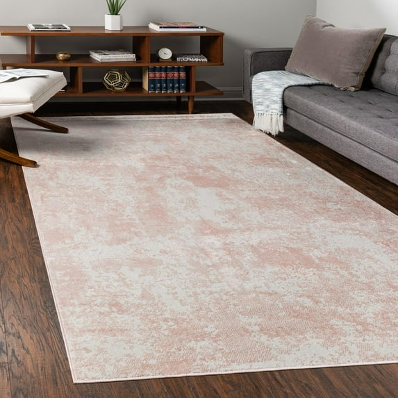 Unique Loom Eos Collection Area Rug - Borealis (2' x 3' Rectangle Carnation Pink/Ivory)