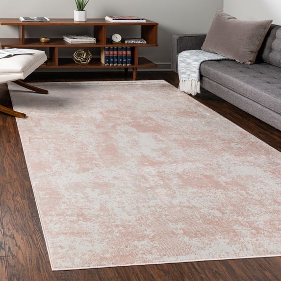 Unique Loom Eos Collection Area Rug - Borealis (4' 1" x 6' 1" Rectangle Carnation Pink/Ivory)