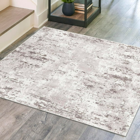 Unique Loom Eos Collection Area Rug - Borealis (7' 10" Square Stone Gray/Ivory)