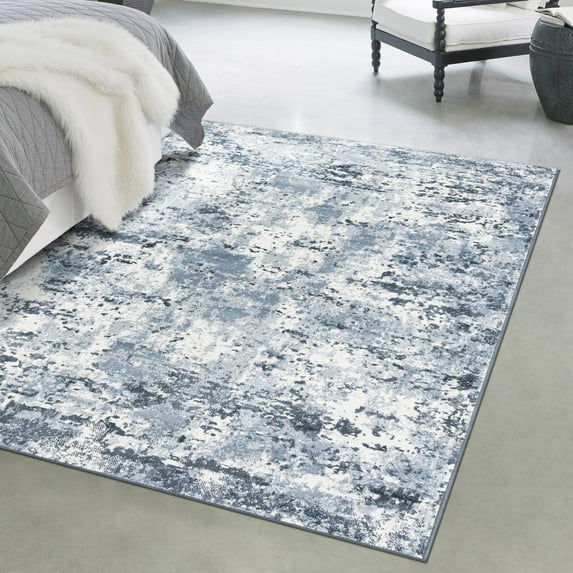 Unique Loom Eos Collection Area Rug - Borealis (7' 10" x 10' Rectangle Vintage Blue/Ivory)