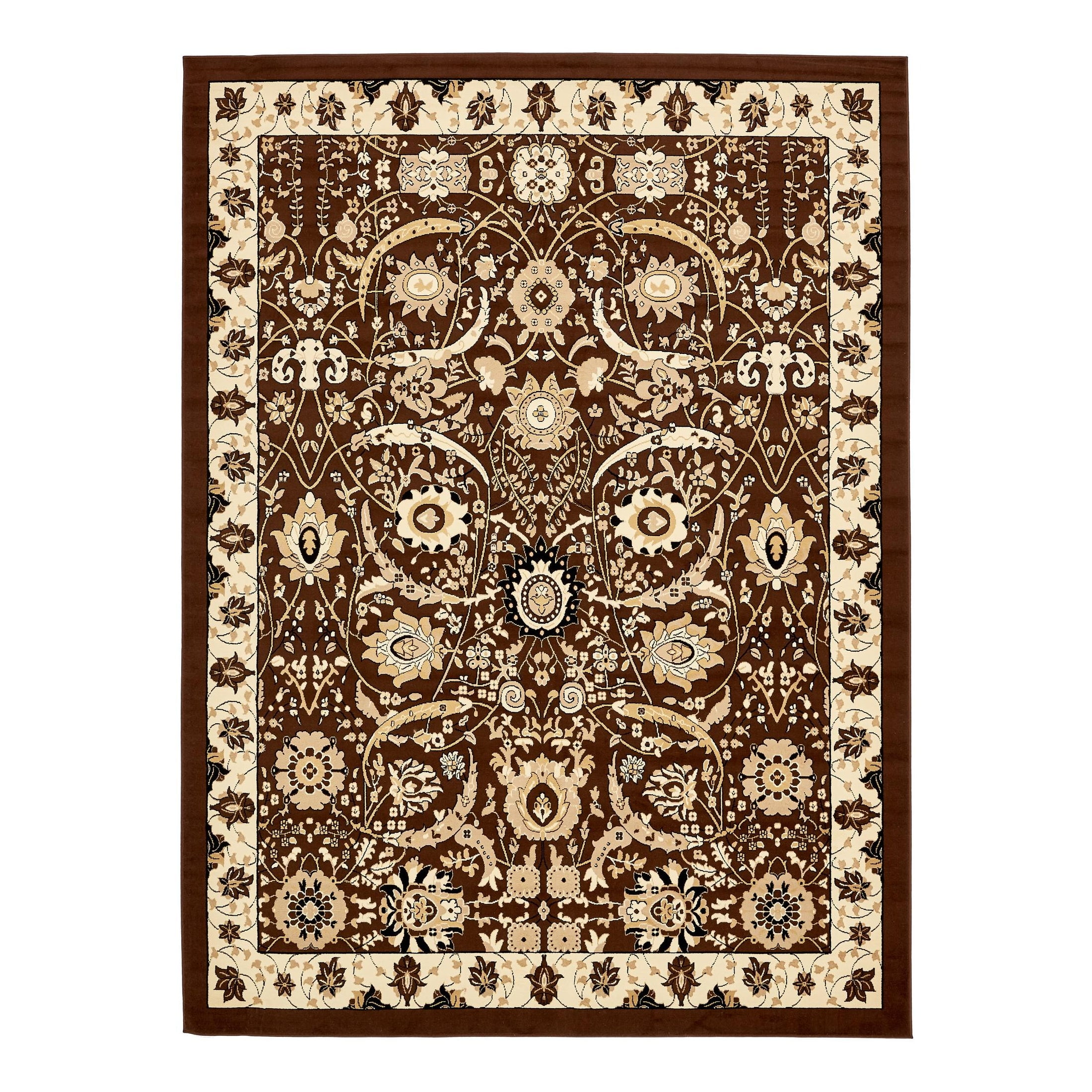 Handmade Espahan Brown Rectangular Easy-Care Area Rug