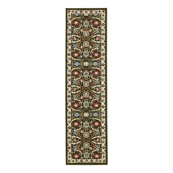 Unique Loom Espahan Collection Area Rug - Cape Cod (2' 7" x 10' Runner Green/Black)