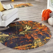 Unique Loom Haerfest Collection Area Rug - Espresso (7' 10" Round Brown/Purple)