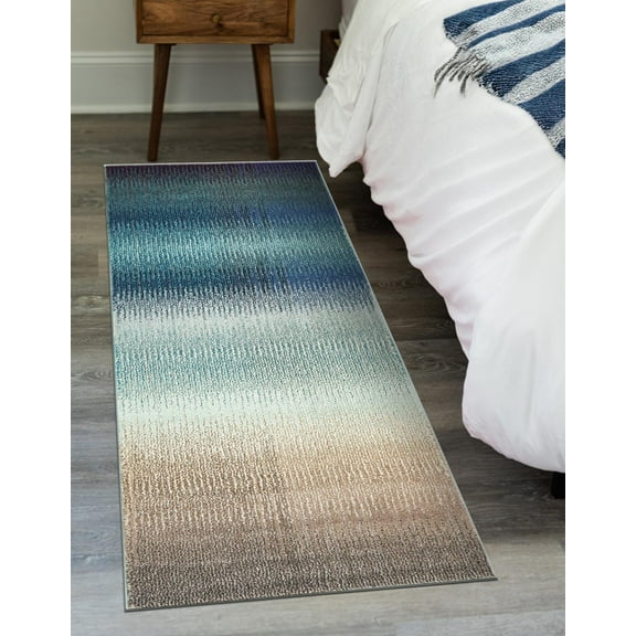 Unique Loom Estrella Collection Area Rug - Azura (2' 2" x 6' 7" Runner Blue/Ivory)