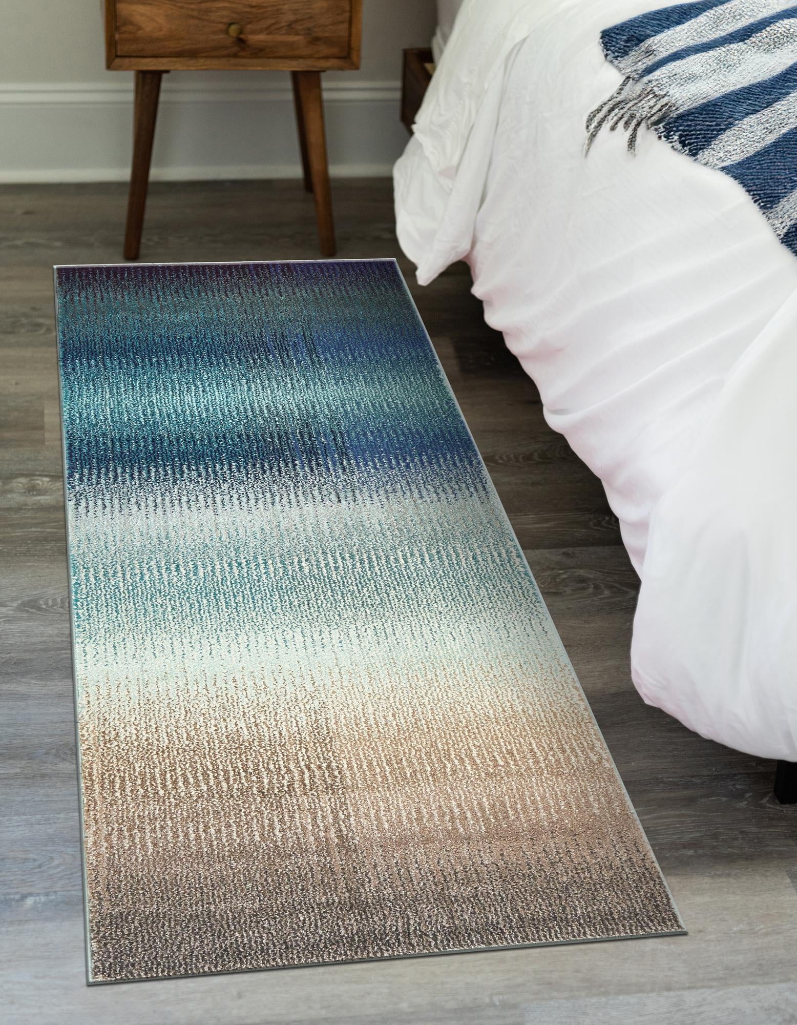 Unique Loom Estrella Collection Area Rug - Azura (2' 7" x 10' Runner Blue/Ivory)