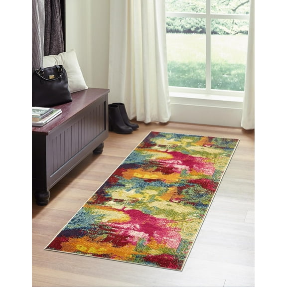 Unique Loom Estrella Collection Area Rug - Barris (2' 2" x 6' 9" Runner Multi/Beige)