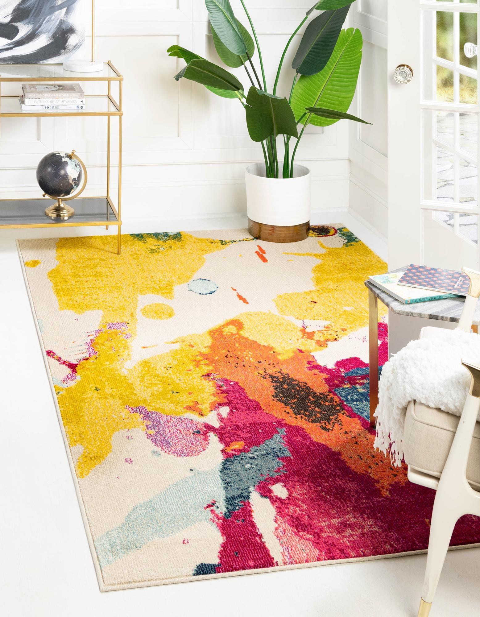 Catalan Beige and Multicolor Abstract Rectangular Area Rug