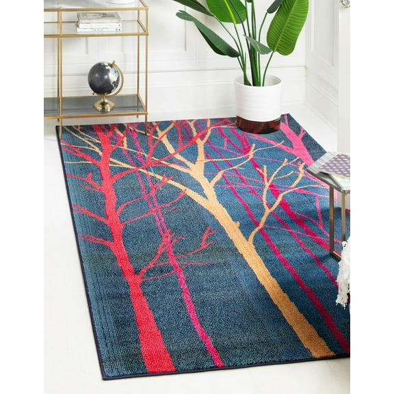 Unique Loom Estrella Collection Area Rug - Collserola (3' 3" x 5' 3" Rectangle Blue/Puce)