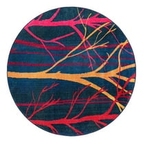 Unique Loom Estrella Collection Area Rug - Collserola (6' 1" Round Blue/Puce)