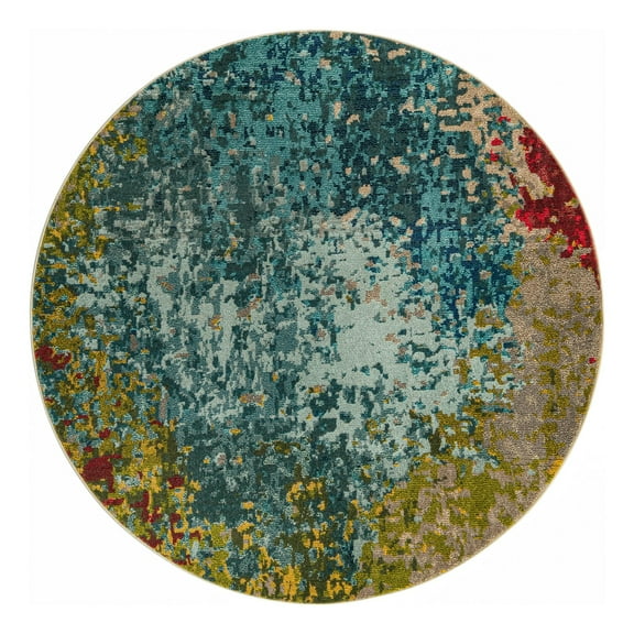Unique Loom Estrella Collection Area Rug - Cyprus (6' 1" Round Blue/Gray)