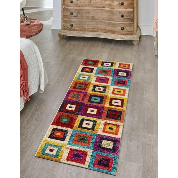 Unique Loom Estrella Collection Area Rug - Demi (2' 7" x 10' Runner Multi/Beige)