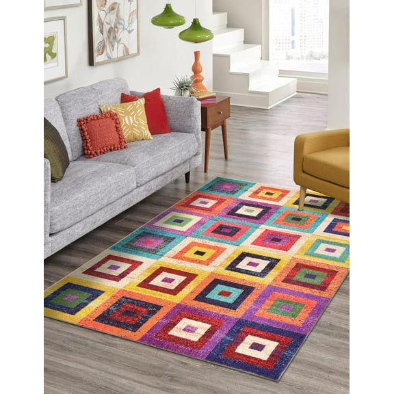 Unique Loom Estrella Collection Area Rug - Demi (3' 3" x 5' 3" Rectangle Multi/Beige)