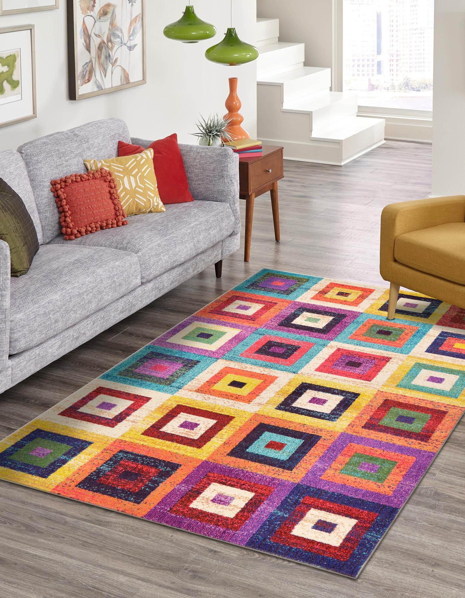 Vivid Estrella 5' x 8' Multicolor Geometric Synthetic Area Rug
