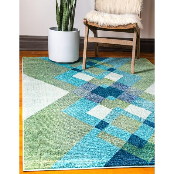 Unique Loom Estrella Collection Area Rug - Gaudi (7' 1" x 10' Rectangle Green/Beige)