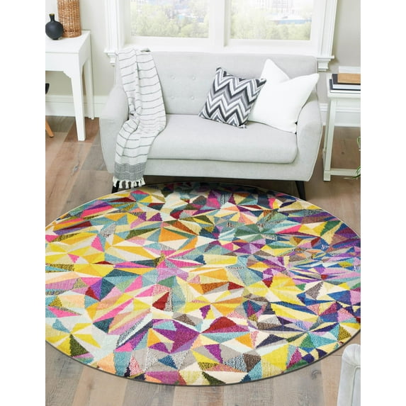 Unique Loom Estrella Collection Area Rug - Gracia (6' 1" Round Multi/Beige)