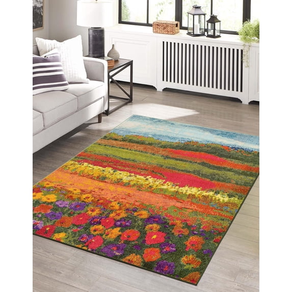 Unique Loom Estrella Collection Area Rug - Landis (3' 3" x 5' 3" Rectangle Multi/Cream)