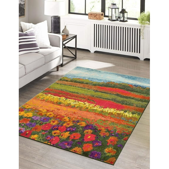 Unique Loom Estrella Collection Area Rug - Landis (7' 1" x 10' Rectangle Multi/Cream)