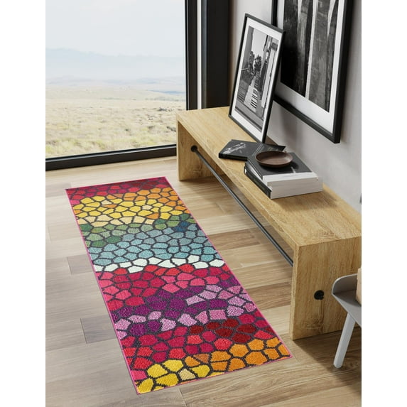 Unique Loom Estrella Collection Area Rug - Madrid (2' 7" x 10' Runner Multi/Cream)