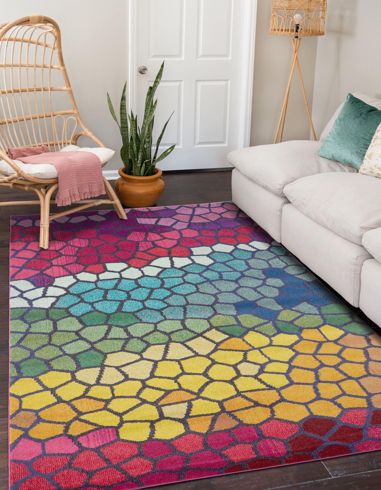 Estrella Multi-Color Geometric Mosaic Area Rug, 6' 1" x 9'