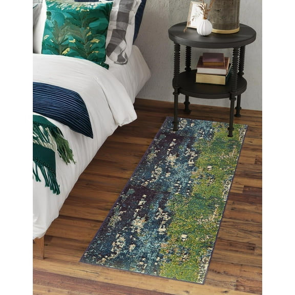 Unique Loom Estrella Collection Area Rug - Maison (2' 2" x 6' 9" Runner Navy Blue/Beige)