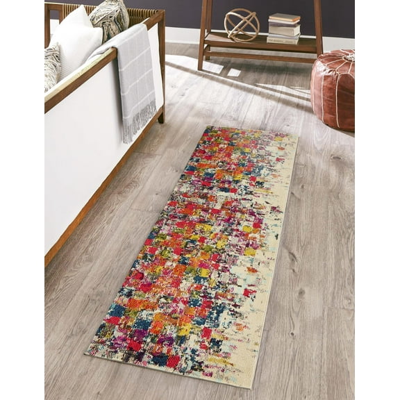 Unique Loom Estrella Collection Area Rug - Mila (2' 7" x 10' Runner Multi/Beige)