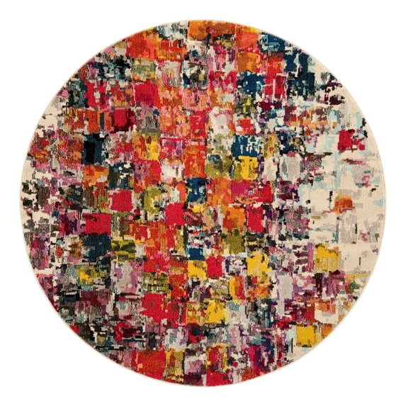 Unique Loom Estrella Collection Area Rug - Mila (6' 1" Round Multi/Beige)