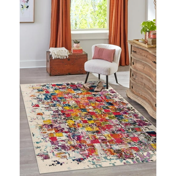Unique Loom Estrella Collection Area Rug - Mila (7' 1" x 10' Rectangle Multi/Beige)