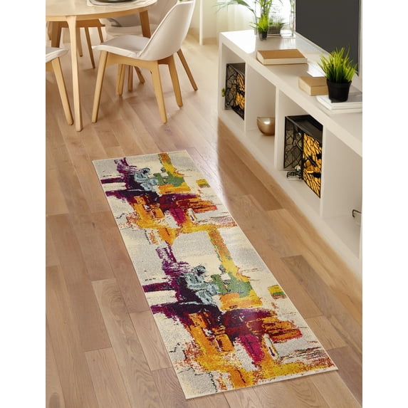 Unique Loom Estrella Collection Area Rug - Regis (2' 7" x 10' Runner Beige/Orange)