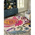 thumbnail image 1 of Unique Loom Estrella Collection Area Rug - Rodeo (8' Round Cream/Orange), 1 of 7