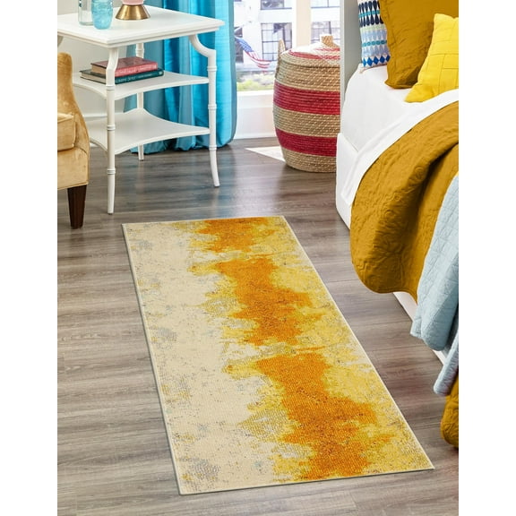 Unique Loom Estrella Collection Area Rug - Rustic (2' 7" x 10' Runner Yellow/Gold)