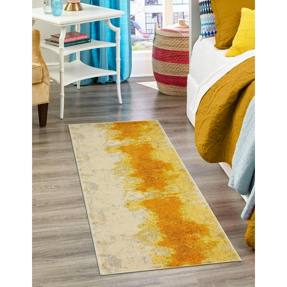 Unique Loom Estrella Collection Area Rug - Rustic (2' 7" x 10' Runner Yellow/Gold)