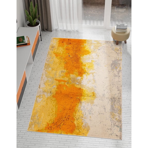 Unique Loom Estrella Collection Area Rug - Rustic (3' 3" x 5' 3" Rectangle Yellow/Gold)