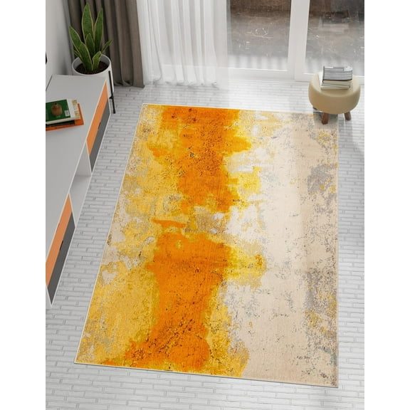 Unique Loom Estrella Collection Area Rug - Rustic (3' 3" x 5' 3" Rectangle Yellow/Gold)