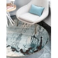 thumbnail image 1 of Unique Loom Estrella Collection Area Rug - Sebastia (8' Round Light Blue/Cream), 1 of 7