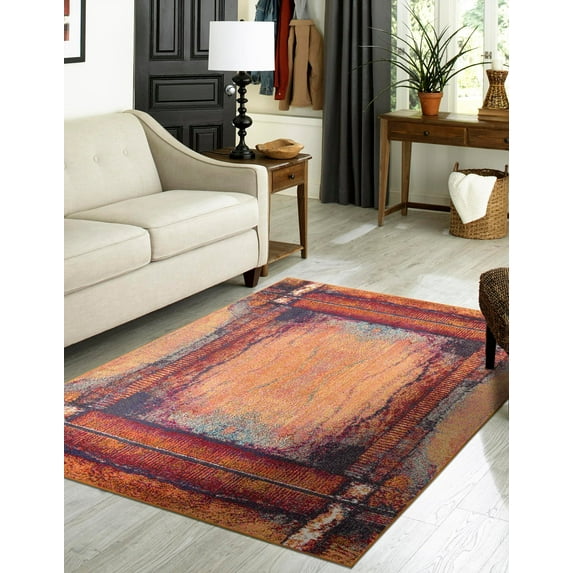 Unique Loom Estrella Collection Area Rug - Selene (9' x 12' 2" Rectangle Orange/Black)