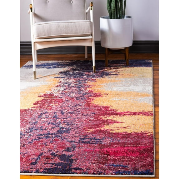 Unique Loom Estrella Collection Area Rug - Soho (5' 1" x 8' Rectangle Orange/Puce)