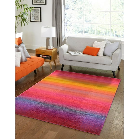 Unique Loom Estrella Collection Area Rug - Valles (5' 1" x 8' Rectangle Multi/Orange)