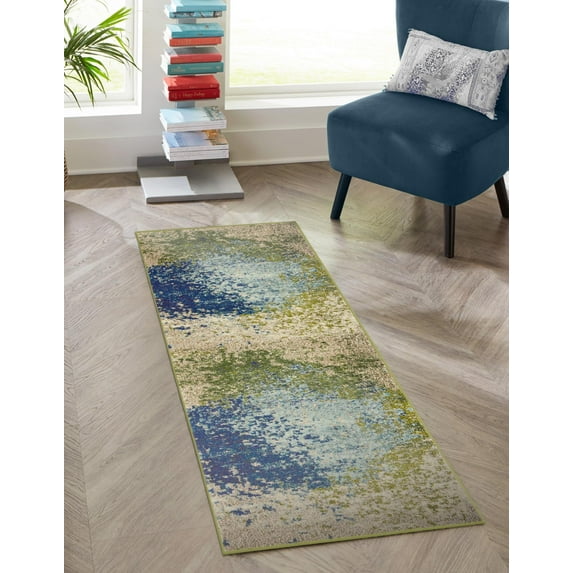 Unique Loom Estrella Collection Area Rug - Vella (2' x 8' Runner Blue/Gray)